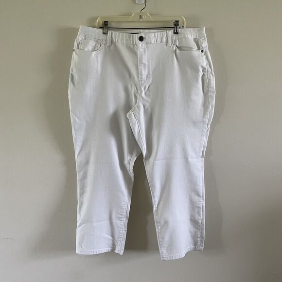 Simply Vera Vera Wang Denim - Simply Vera Vera Wang Capri Jeans Size 20W Mid Rise White Denim Cotton Stretchy